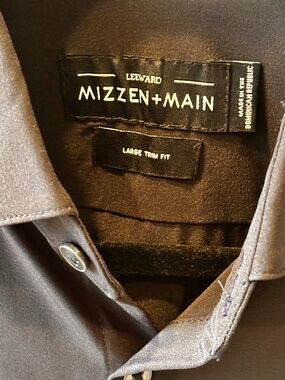Mizzen+Main Black Dress/Casual Shirt, Large Slim